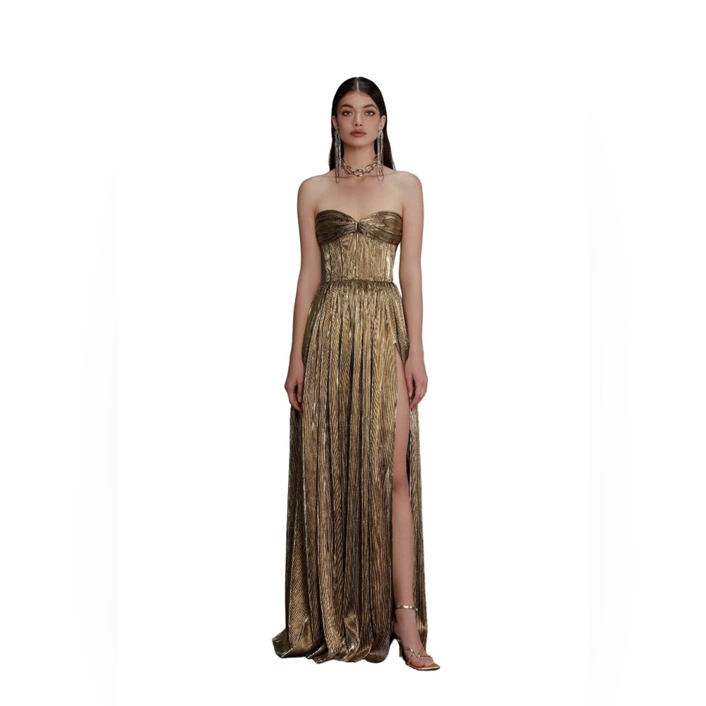 NWT Florence Strapless Gold Gown
